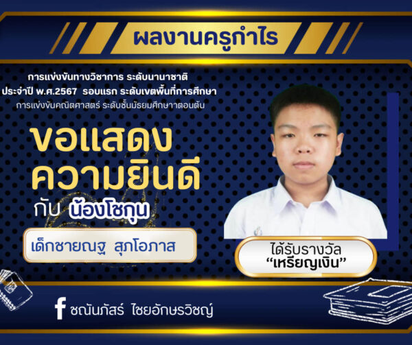 การสอบแข่งขันระดับนานาชาติ-นายณฐ สุภโอภาส