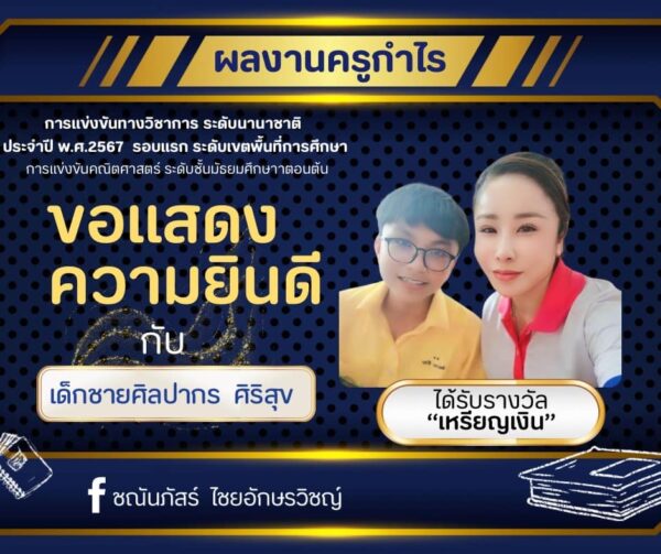 การสอบแข่งขันระดับนานาชาติ-เด็กชายศิลปากร ศิริสุข