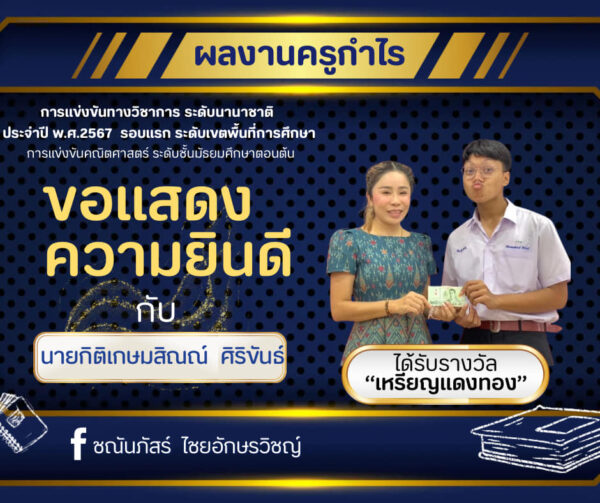 การสอบแข่งขันระดับนานาชาติ-นายกิติเกษมสิณณ์ ศิริขันธ์