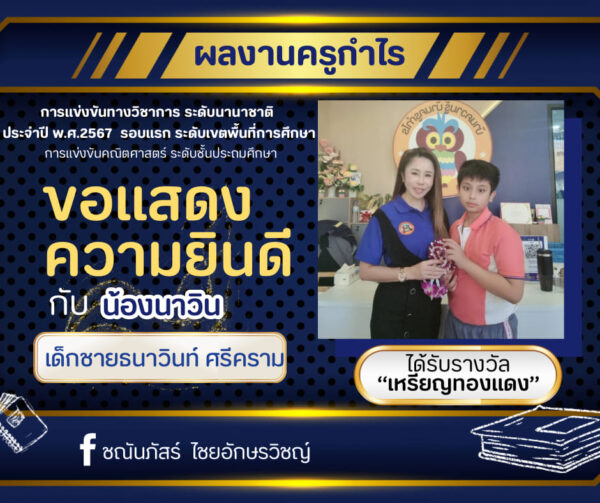 การสอบแข่งขันระดับนานาชาติ-เด็กชายธนาวินท์ ศรีคราม